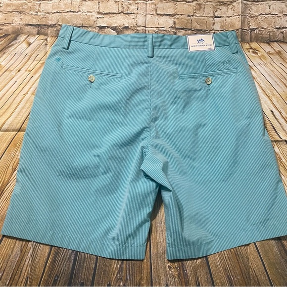 NWT Southern Tide Skipjack Green White Aqua Ocean Striped Seersucker Shorts - Picture 3 of 4